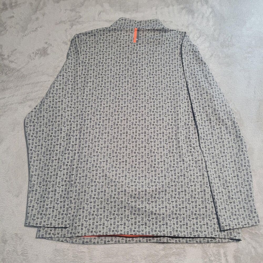 Birdie Bound Golf Pullover Jacket Mens Large Gray 1/4 Zip Cocktail Print Pockets - Picture 8 of 10